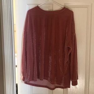 Pink velvet oversized shirt